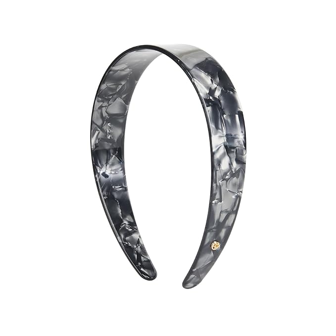 EVITA PERONI Wide Headbands for Women with Teeth Acetate Resin Hair Bands for Women's Hair No Headache Headband No Slip Hairbands-Gray