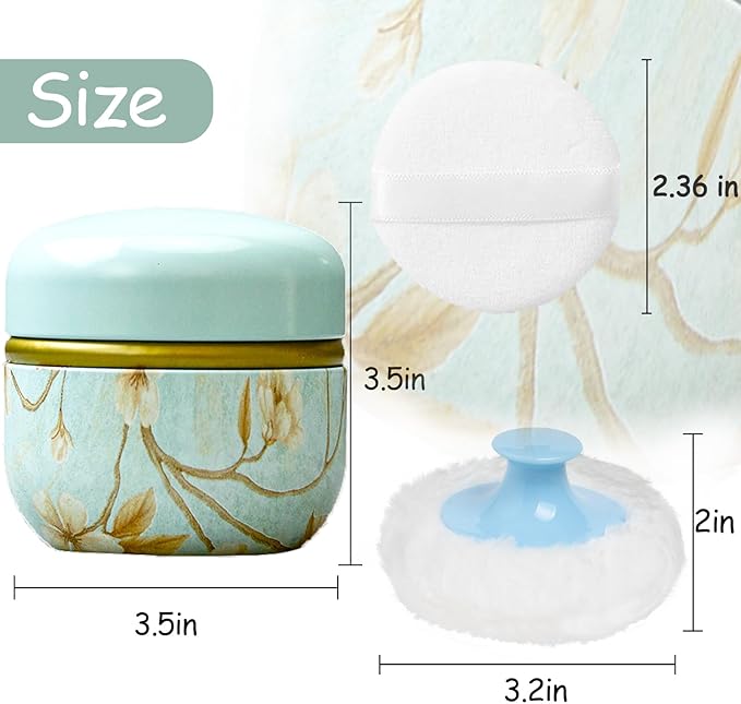 WEMEGA Body Powder Case with Powder Puff Powder Container Tea Box for Baby and Women Powder Puff and Powder Case for Travel (Vibrant)