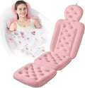Bath Cushion, Full Body Bathtub Pillow with 160 Suction Cups, Bath Mat for Head and Neck Support, with Laundry Bag (Light Pink, 56" x 16")