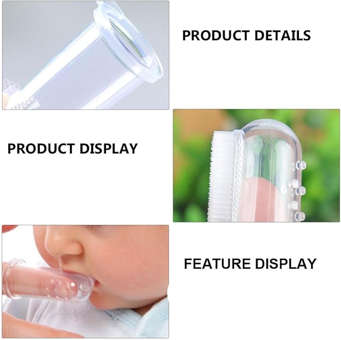 TEHAUX Finger Toothbrush Set 10Pcs with Silicone Soft Bristles and Case, Oral Massager and Teeth Cleaning Tool for Newborns and