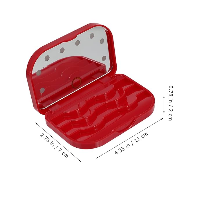 Led Eyelash Storage Box Portable Eyelash Organizer with Makeup Mirror Compact False Case for Travel and Daily Use