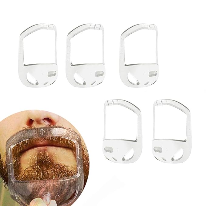 5pcs Personality Transparent Beard Shaper Styling Tool Different Sizes Facial Hair Trimming Guide Grooming Shaper Hair Lineup Tool