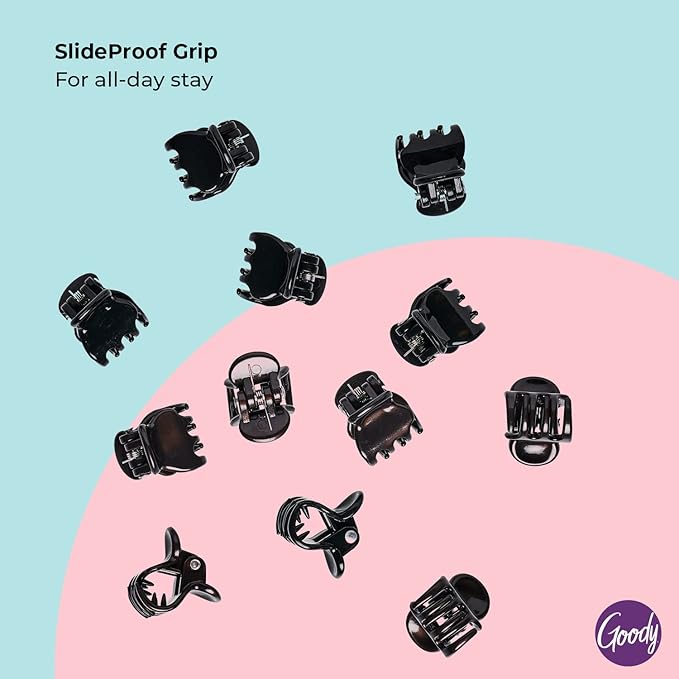 Goody Mini Claw Clips, Colour Collection , Brunette - Great for Easily Pulling Up Your Hair - Pain-Free Hair Accessories for Women, Men, Boys & Girls 12 Count (Pack of 1)