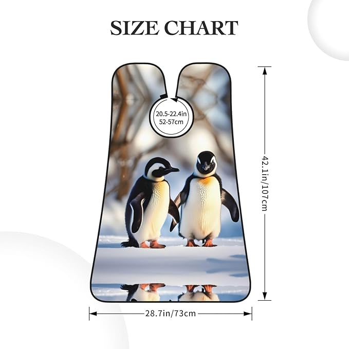Young Penguins With Snow Print Beard Bib Apron For Men, Beard Hair Catcher For Men Shaving Trimming,Beard Cape Cloth