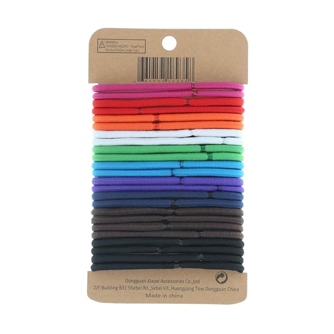 Minihope no-metal elastic hair ties, women's multicolor thick large elastics, 5MM for thick hair 24 Count