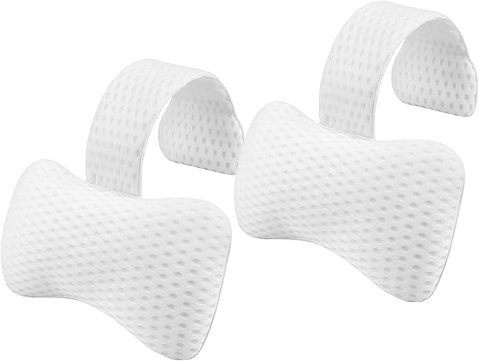 Hot Tub Pillow for Outdoor（2-Pack）, Universal Spa Headrest Pillow for Bathtub, Lounge Chair Pillow, Universal Head and Neck Support Bath Pillow with Adjustable Strap