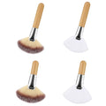 4Pcs Fluffy Facial Brushes Esthetician Fan Brushes Esthetician Short Handle Fan Brush Soft Bristle Highlighter Brush Face Makeup Tools for Powder Blush Body Powder Brush