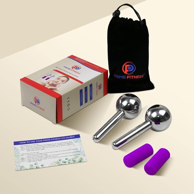 Ice Globes for Facials, Unbreakable Steel Cooling Roller, Cryo Sticks for Face, Massager for Face, Neck & Eyes, Skin Care for Dark Circles, Puffiness, Wrinkles, Collagen Production (Purple)