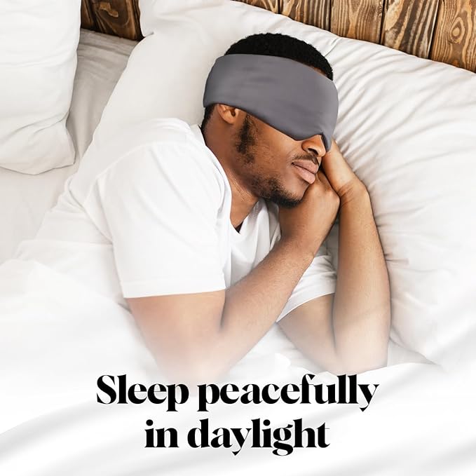 Kitsch Satin Sleep Mask - Eye Masks for Sleep, Softer Than Silk Satin Sleeping Mask Blindfold and Sleep Masks for Women and Men, Eye Care Travel Essentials - Charcoal Black