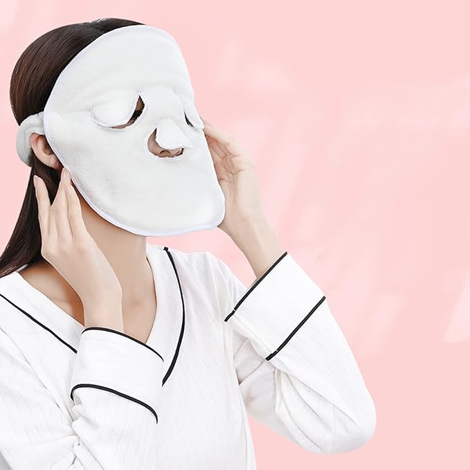 Hot Compress Reusable Face Towel cover , Hot Compress For Face , Reusable Steam cover For Face , avoid Aging Facial Steamer Towel Moisturizing Rejuvenation Beauty Skin Care Mask(Three holes + straps)