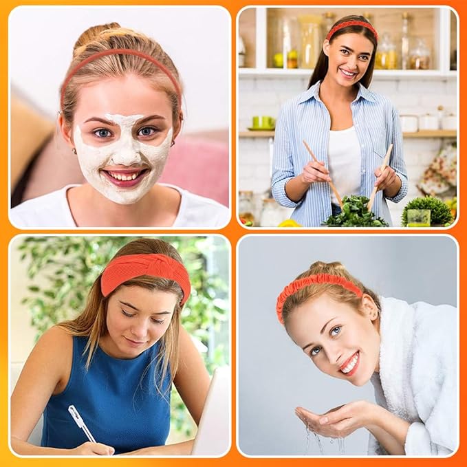 AHONEY 7 Pack Orange Headbands for Women Girls Headbands Non Slip Hairbands Fashion Hair Accessories Multi-style Headband Pack Diademas Para Muje