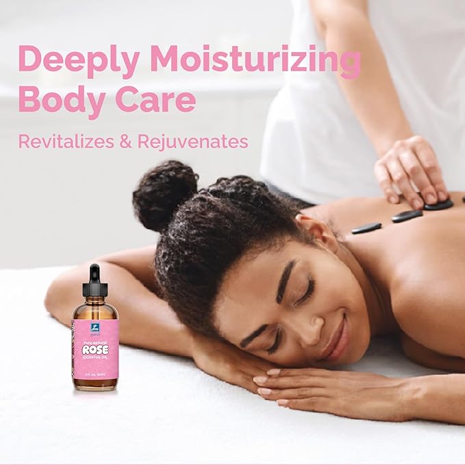 Rose Essential Oil for Face, Hair, Body, Skin, Aromatherapy, Essential Oils Diffuser, DIY Blends - 2 Oz