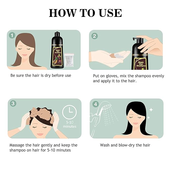 Instant Wine Red Hair Coloring for Women and Men - 3 in 1 Herbal Hair Dye Shampoo with 100% Gray Coverage in Minutes, 500ml, 16.9 Fl Oz
