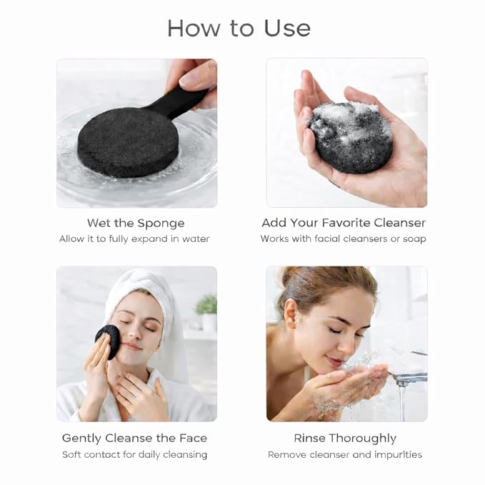 120 PCS Compressed Facial Sponges, Natural Cellulose Face Cleaning Pads, Professional Spa-Grade Makeup Remover Sponges for Daily Cleansing,Compact Travel-Friendly Skincare Essentials (black)