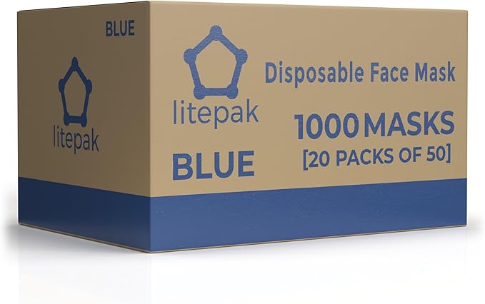 Disposable Face Masks - 1,000 PCS - for Home & Office - Breathable & Comfortable Filter (50 Count (Pack of 20), Blue)
