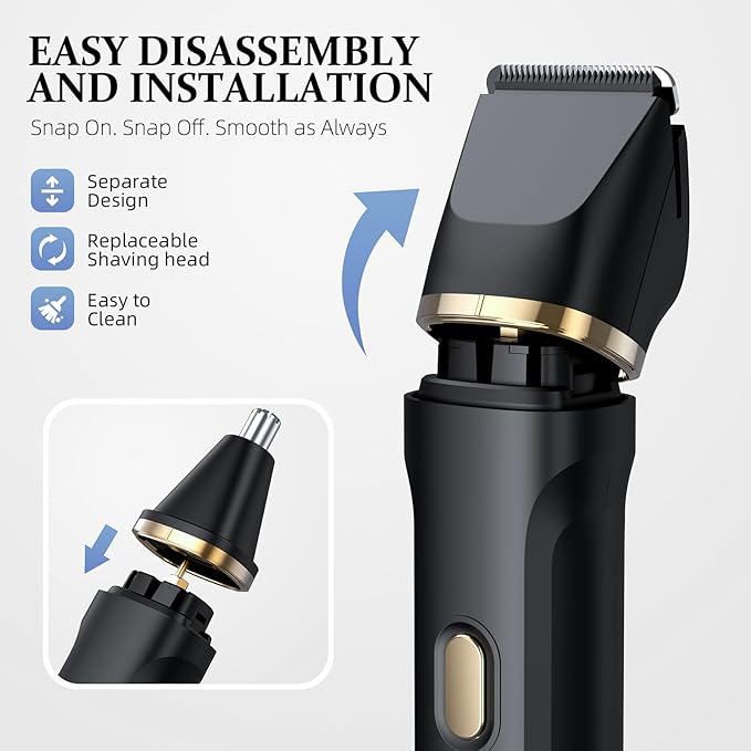 5-in-1 Bikini Trimmer for Women, IPX7 Waterproof Electric Razors Shaver, Cordless Body Hair Trimmer, Facial & Pubic Hair Removal, Ceramic Blade (Black)