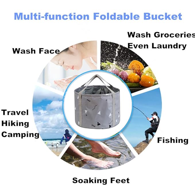 24L Collapsible Foot Bath Basin for Soaking Men Large Feet, Portable Foot Soak Tub Water Bucket for Travel Camping, Grey