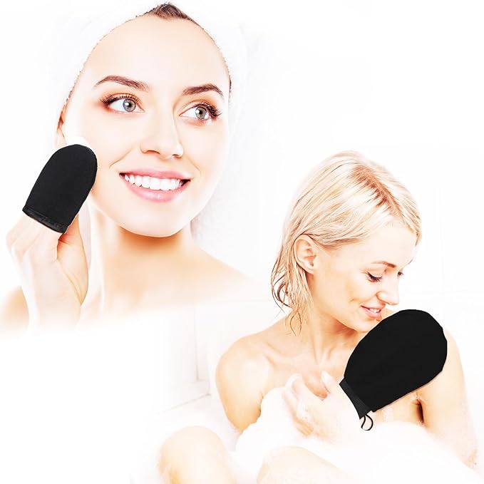 Boao 5 Pieces Self Tanning Mitt Applicator Kit, Includes Tanning Mitt, Exfoliating Glove, Mini Face Glove, Back Lotion Applicator, and Large Brush Makeup