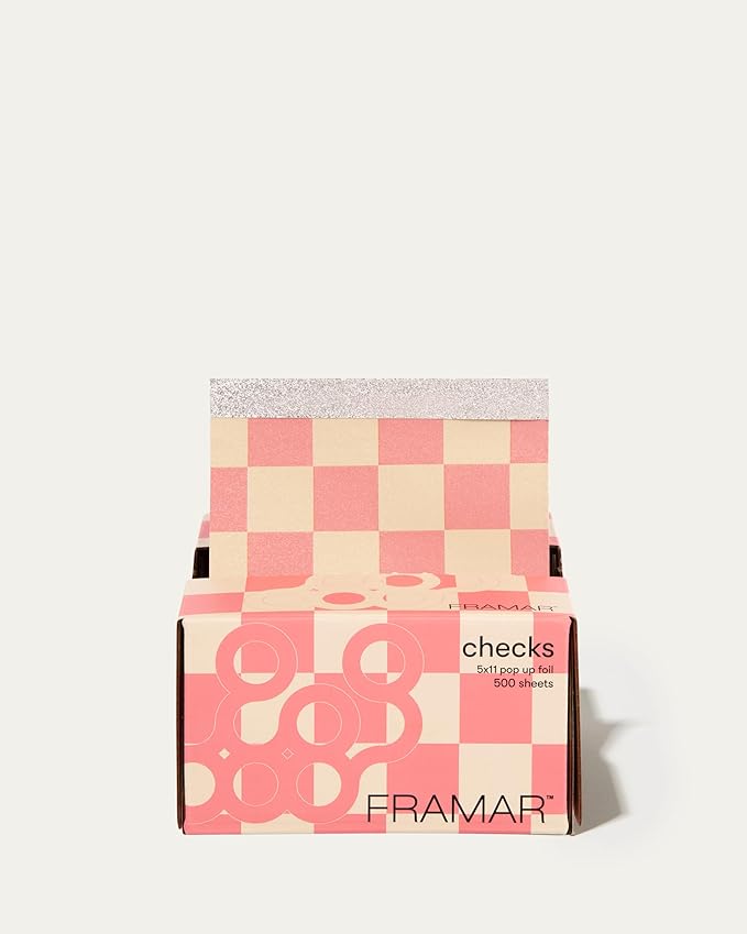 FRAMAR Pink Checkered Hair Foil – Hair Foils For Highlighting, Pop Up Foil For Hair Highlighting, Salon Foils For Hair Highlighting Kit, Long Hair Foils For Bleach, Salon Foils For Hair Stylist – 500