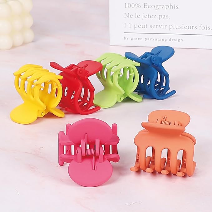 6 Pcs Hair Clips Small Claw Clips for Thin Hair Medium Matte Non-slip Hair Accessories for Women and Girls (Dopamine)