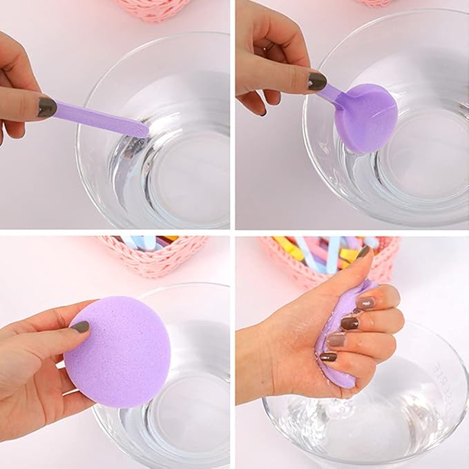 Facial Sponge Compressed,120 Count PVA Professional Makeup Removal Round Face Wash Sponges Spa Pads Exfoliating Cleansing for Women,Blue,Purple,Green