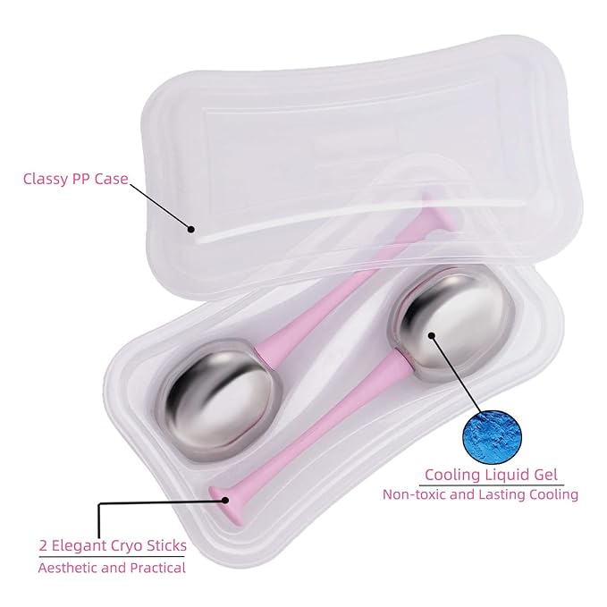 Stainless Steel Ice Globes for Facials - Face Roller for Face Neck & Eyes - Skin Care for Dark Circles, Puffiness, Wrinkles