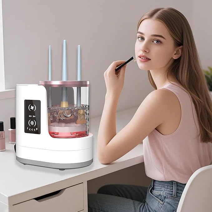 Makeup Brush Cleaner Machine, 3 IN 1 Electric Makeup Brush Cleaner & Dryer, Cosmetic Brushes Cleanser, USB Makeup Brush Washer, Cosmetic Brushes Cleaner Tool for All Makeup Brush, Sponges (White)