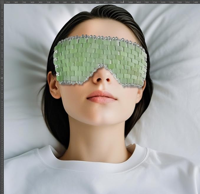 Jade Eye Mask, Facial Eyes Sleeping Mask Relief Eye Cover, Facial Cooling Mask with 100% Real Jade for Hot & Cold Therapy (Green)