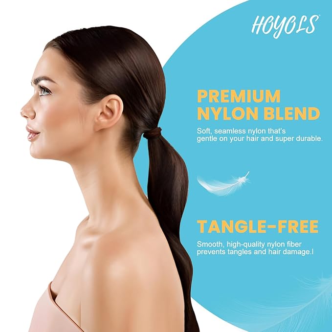 HOYOLS Soft Seamless Hair Ties, Dark Brown Stretch Elastic Ponytail Holders Bands for Women Thick Hair No Slip and Pull No Damage Scrunchies Headbands 100 Pcs (Espresso)