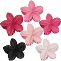Flower Hair Clips for Women 6 Pcs Hawaiian Large Claw Clips Plumeria Medium Hair Claw Clips for Thick Thin Hair Hibiscus Tropical Beach Hair Accessories for Women Girls and Girls (Pink)