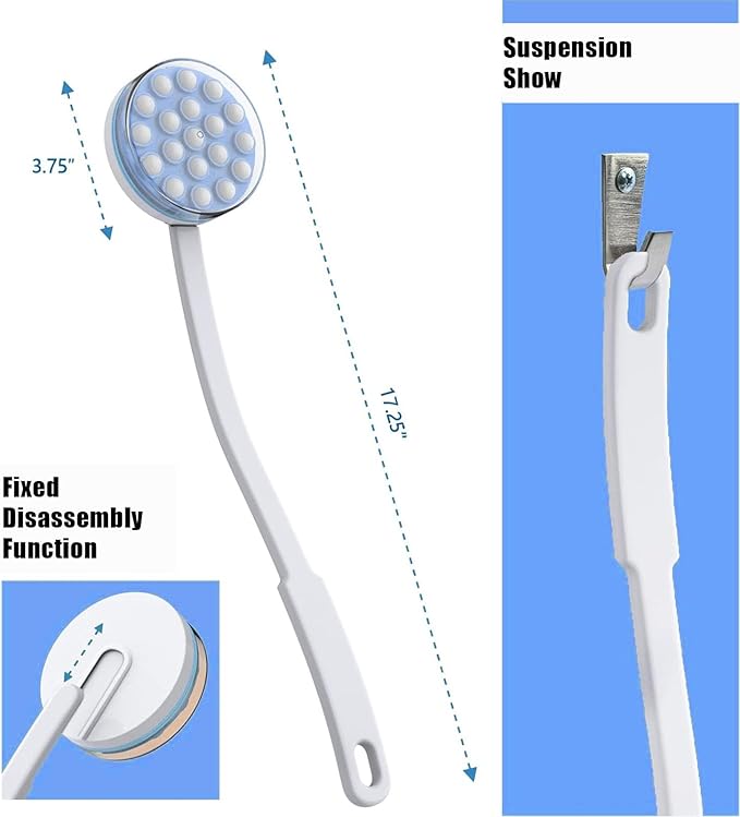 Body Scrubber for Shower, Body Bath Massage,17 in Lengthen Long Handle Body Brush, Massage Can Produce Rich Foam, Long Handle Back Scrubber for Women&Men