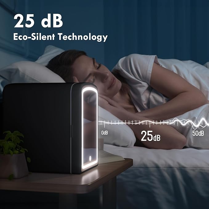 4L Mini Skincare Fridge with Dimmable LED Mirror, Portable Beauty Refrigerator for Makeup, Cosmetic, Personal Small Refrigerator with Cooler and Warmer for Bedroom, Office and Car(Black)