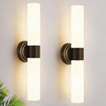 Wall Sconces Set of Two, Modern Bathroom Sconces Wall Lighting with Milky White Glass, Brown Sconces Wall Decor Set of 2 for Bathroom Mirror Bedroom Living Room Hallway