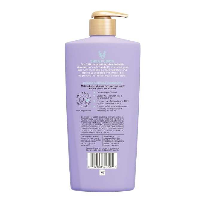Jergens Shea Fusion Lavender Dreams Body Lotion, Moisturizer with Shea Butter & Vitamin E, 14 Fl Oz