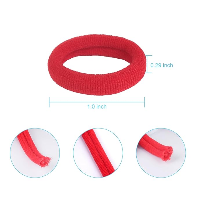 200PCS Mini Hair Ties for Toddler Girls, Kids Hair Ties Bands No Pull, Soft Baby Ponytail Holders Elastics No Damage, 1 Inch in Diameter, Red and Black, by BAOLI