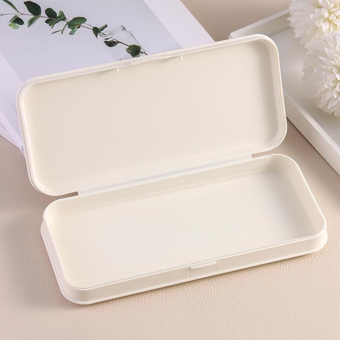 Nail Art Tool Storage Box, Plastic Manicure Tool Box, Manicure Efile Accessories Drill Kit Case, Beauty tool Case, Tweezers Container, Travel Salon Home, Nail Implement for Esthetician-Beige