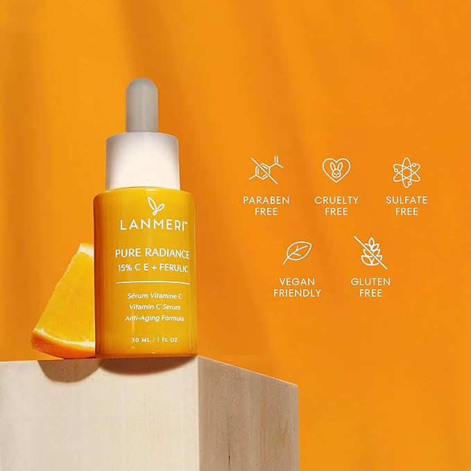 Lanmeri Vitamin C Face Serum 3pack- CE Ferulic Facial Serum with 15% Pure L-Ascorbic Acid, Ferulic Acid, Vitamin E, & Hyaluronic Acid - Anti Aging, Anti Wrinkle Skin Brightening Dark Spot Corrector