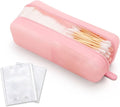 Cotton Pad Swab Travel Case – 2-in-1 Portable Waterproof Qtips Dispenser for Cotton Square Pad & Qtip, Floss, Bobbi Pin, Nail Kit, Hair Accessories Organizer TSA Compliance – VISFRESH (Pink)