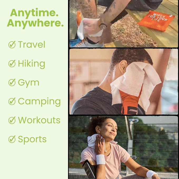 HyperGo XL Body Wipes for Women & Men – 12" x12" Rinse-Free Full Body Cleansing Wipes 20 Count Pack - Cucumber | Biodegradable, Hypoallergenic, Aloe-Infused | Gym, Festival, Camping Essentials