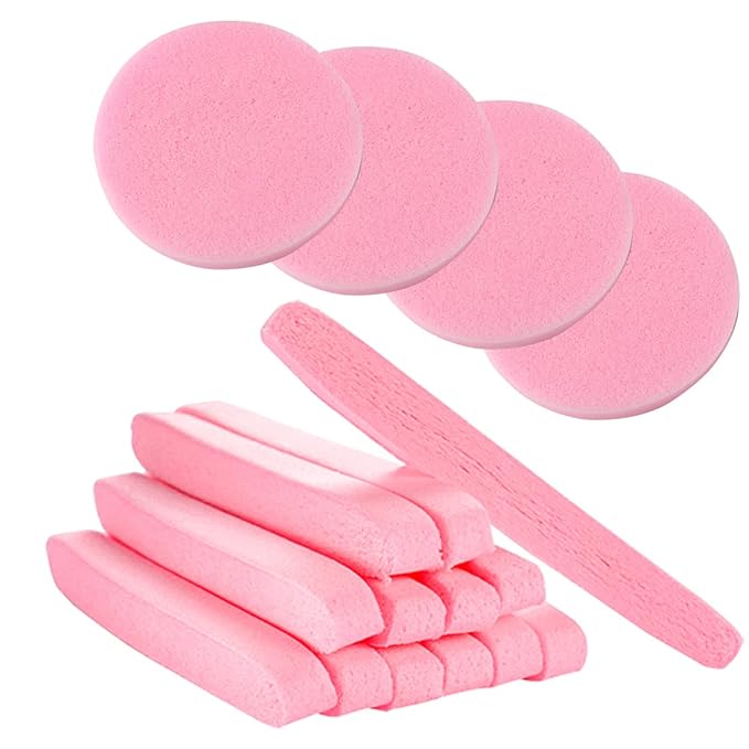 Facial Sponge Compressed,60 Pcs PVA Professional Makeup Removal Wash Round Face Sponges Spa Pads Exfoliating Cleansing for Women,Yellow,Pink