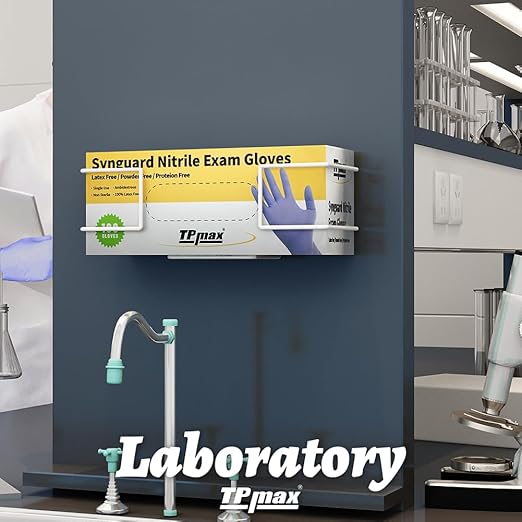 XL Gloves Box Facial Tissue Box Holder,Wire Rack Dispenser for Gloves,Tissues Paper Towels Organizer - Mounting Accessories Included - Holds up to 1 Box - Perfect for Lab, Food Service and Home