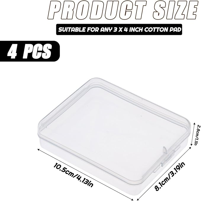4 Pcs Clear Portable Cotton Swab Ball Holder Travel Cotton Pad Holder Dispenser Cosmetic Sponge Storage Box with Transparent Lid Storage Jar Cosmetic Pad Container Dental Floss Box