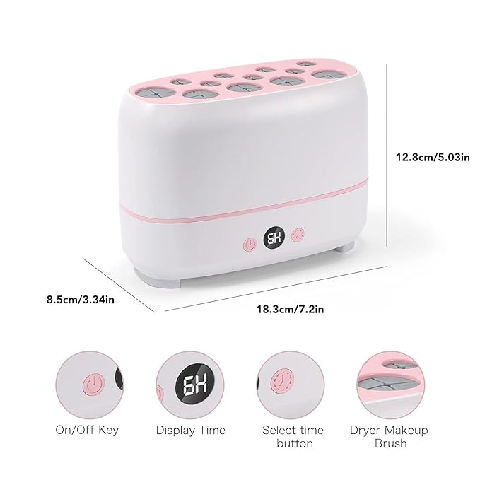 Makeup Brush Dryer Machine Quickly Drying 12 Holes Cosmetic Automatic Brush Drying Machine Multifunctional Tool Electric Makeup Brush Cleaner and Dryer for Professional Salon Home Use