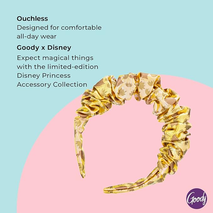 Goody Ouchless Headband For All Hair Types - Disney Princess, Tiana - Comfort Fit for All-Day Wear - Beautiful Design for Instant Style - Pain-Free Hair Accessories for Women, Men, Boys & Girls