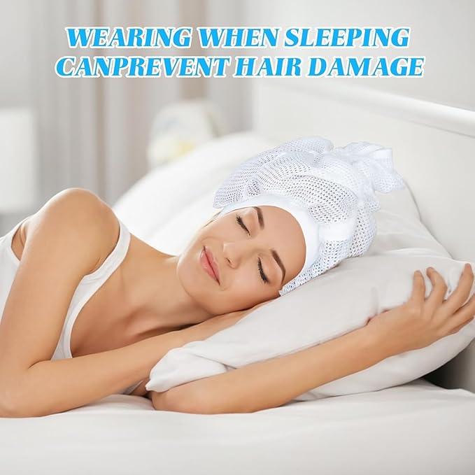 Net Plopping Cap,Hair Cover for Sleeping Soft Elastic Band Mesh Cap,Womens Bonnets for Hair Sleeping,（total 2pcs)