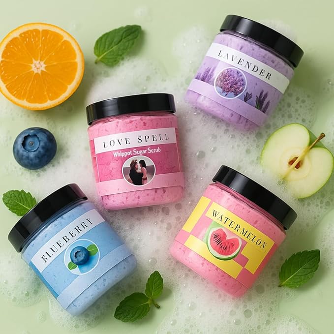Nature Skin Shop Watermelon Whipped Sugar Scrub, 8oz Foaming Body Polish for Dry Skin & a Summer Glow