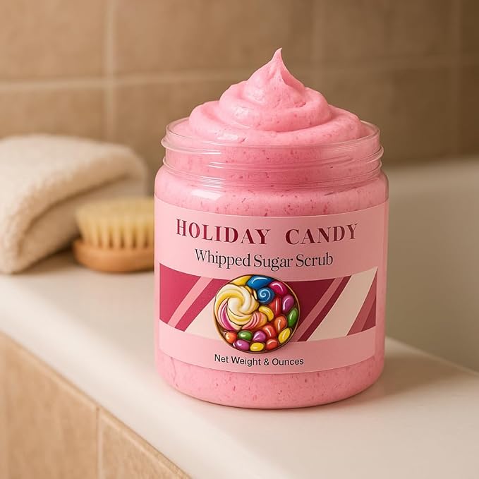 Nature Skin Shop Holiday Candy Whipped Sugar Scrub, 8oz Foaming Body