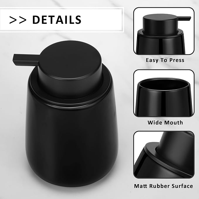 Soap Foaming Dispenser Ceramic with Easy-to-Press Pump Hand Foam Dispenser for Shampoo Bathroom Kitchen 12 oz