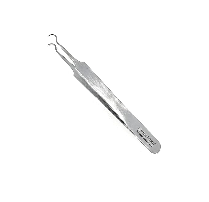 Blackhead Tweezer - Professional Curved Steel Tip Surgical Comedone & Splinter Extractor. Ideal Blemish & Acne Remover Tool Means Flawless Facial Skin (Stainless Steel)