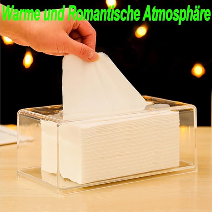 Square Clear Acrylic Tissue Box, Box Covers Rectangular, Bathroom Facial Napkin Box Holders, Table Clear Dryer Sheet Dispenser for Bathroom, Kitchen and Cars